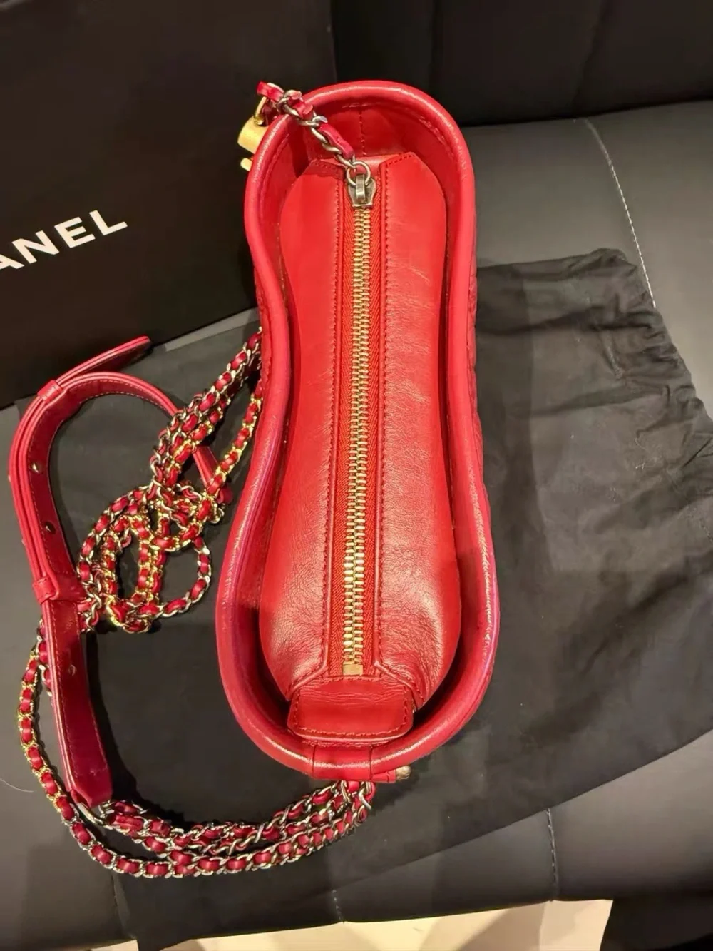 Authentic Chanel Gabrielle Hobo Small, Red